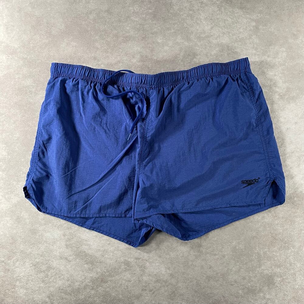 Vintage 90s Speedo Navy Blue Nylon Swim Trunks W35 2” Inseam